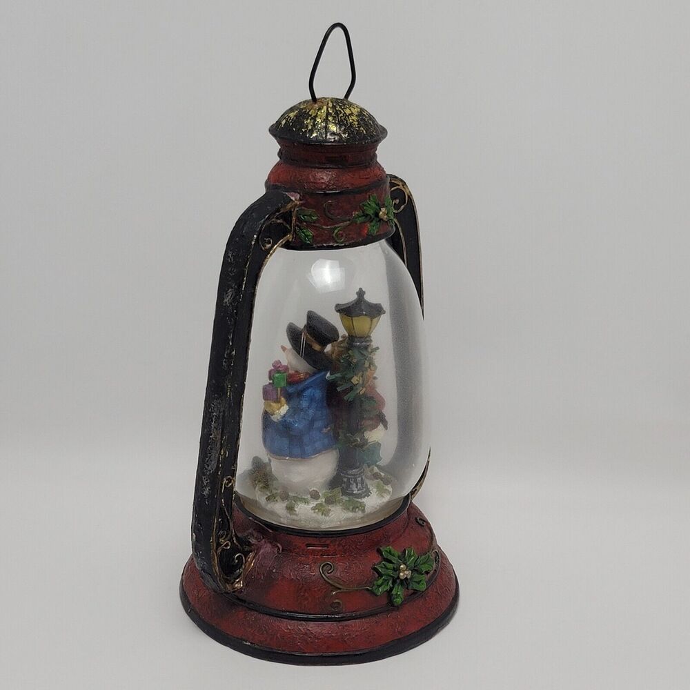 Vintage Resin Snowman Snow Family Christmas Decoration Lantern 11 Inches - Picture 7 of 12